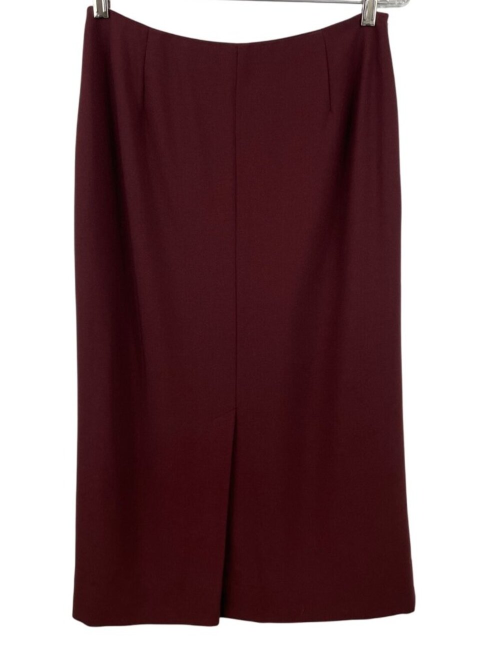 Rena Rowan Burgundy Knee-Length Stretch Pencil Skirt Size 10 Wool Blend - Picture 2 of 7